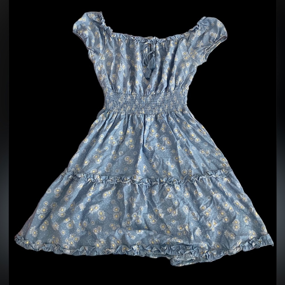 J FOR JUSTIFY | Blue/white and yellow floral flowy dress. Size women’s L.